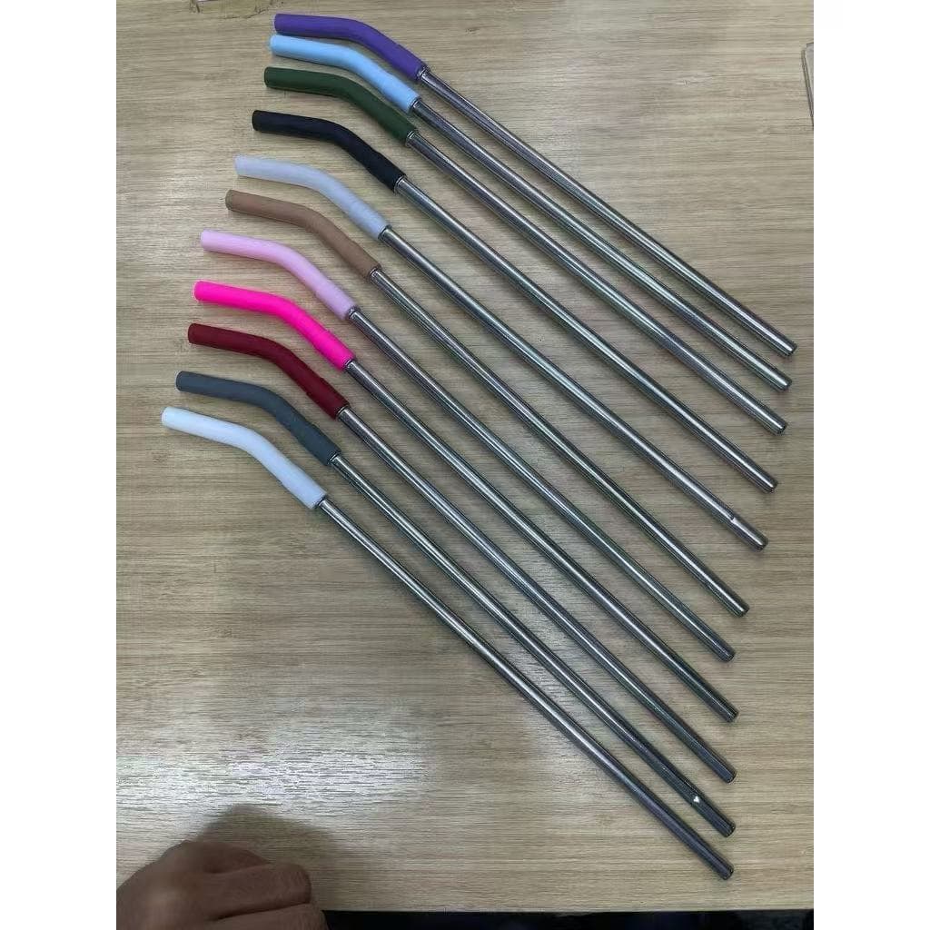 Kit Canudo Inox Reutilizável com Ponta de Silicone – Curvo e Reto, Colorido, Sustentável, Para Copos e Garrafas