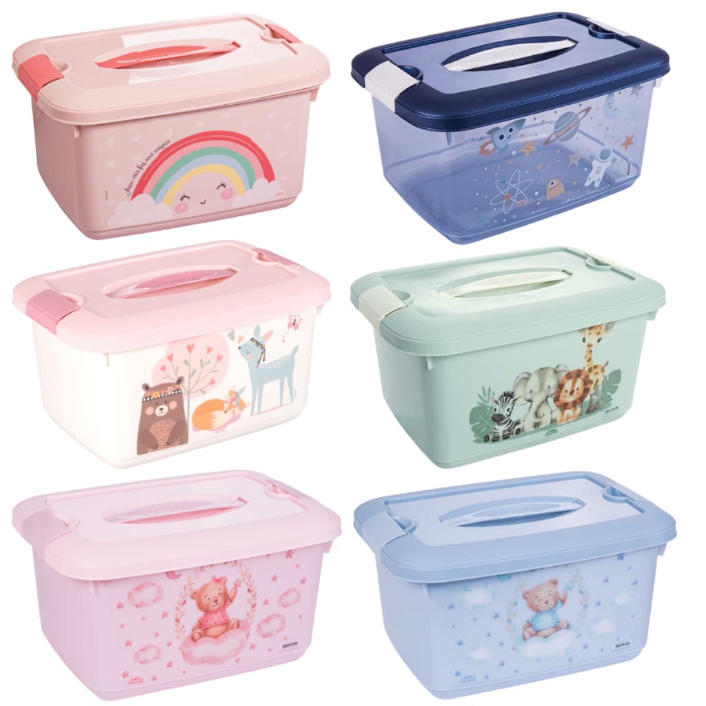 Caixa Organizadora Infantil Com Alça E Trava 5,2 Litros Plasútil Bebê - Menina e Menino