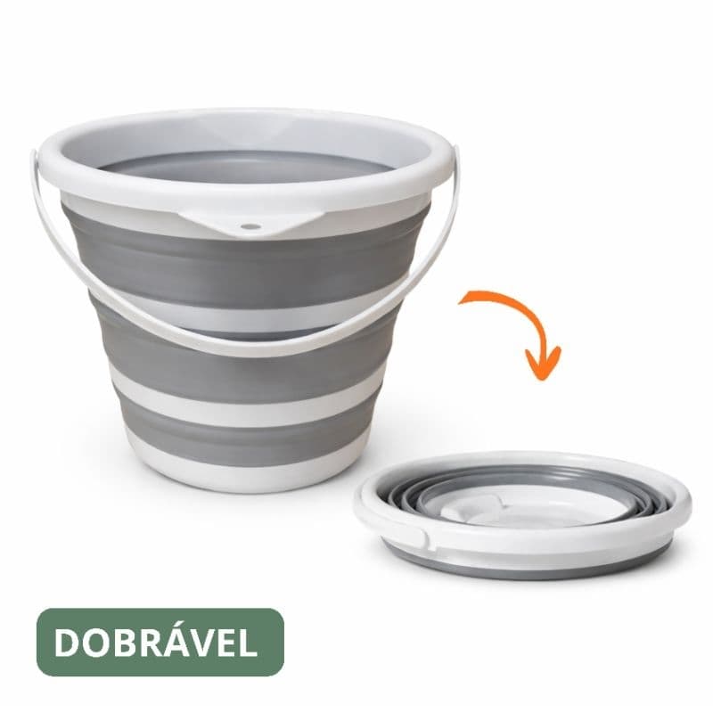 Balde Dobrável Retrátil de Silicone  - Prático e Resistente para Lavanderia, Camping e Casa