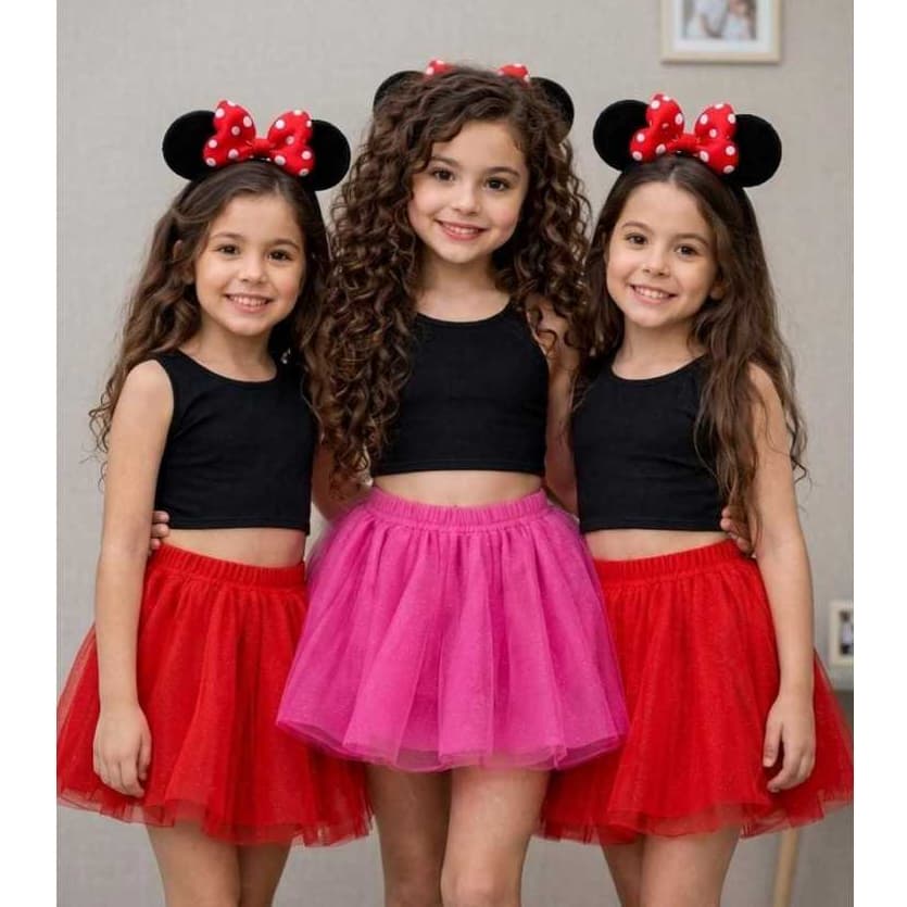 Saia de Tule Brilhosa fantasia Infantil festa aniversário teatro dança