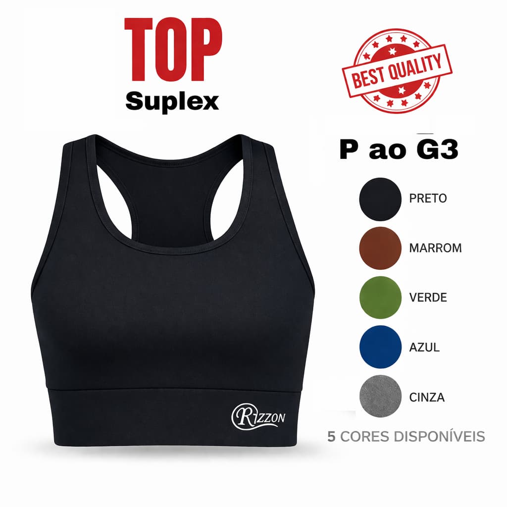 Top Academia Feminino Suplex Alta Sustentação com Bojo P ao G3 Plus Size Fitness Treino Diversas cores