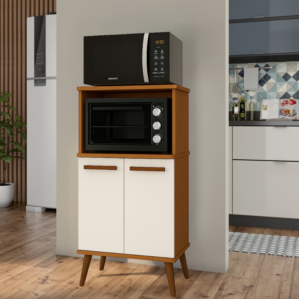 Balcão Armário Torre Multiuso Para Forno e Microondas 2 Portas e Paneleiro Lisboa Cores