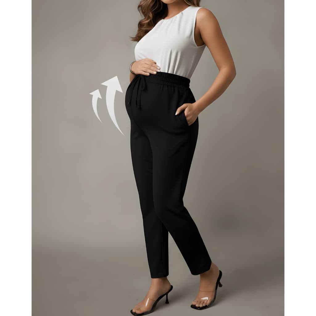 Calça Gestante Pantalona Cintura Alta Premium Confortável Leve Maternidade Soltinha M ao G1