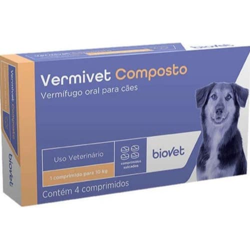 Vermivet Composto 600 mg Cães e Gatos 4 Comprimidos