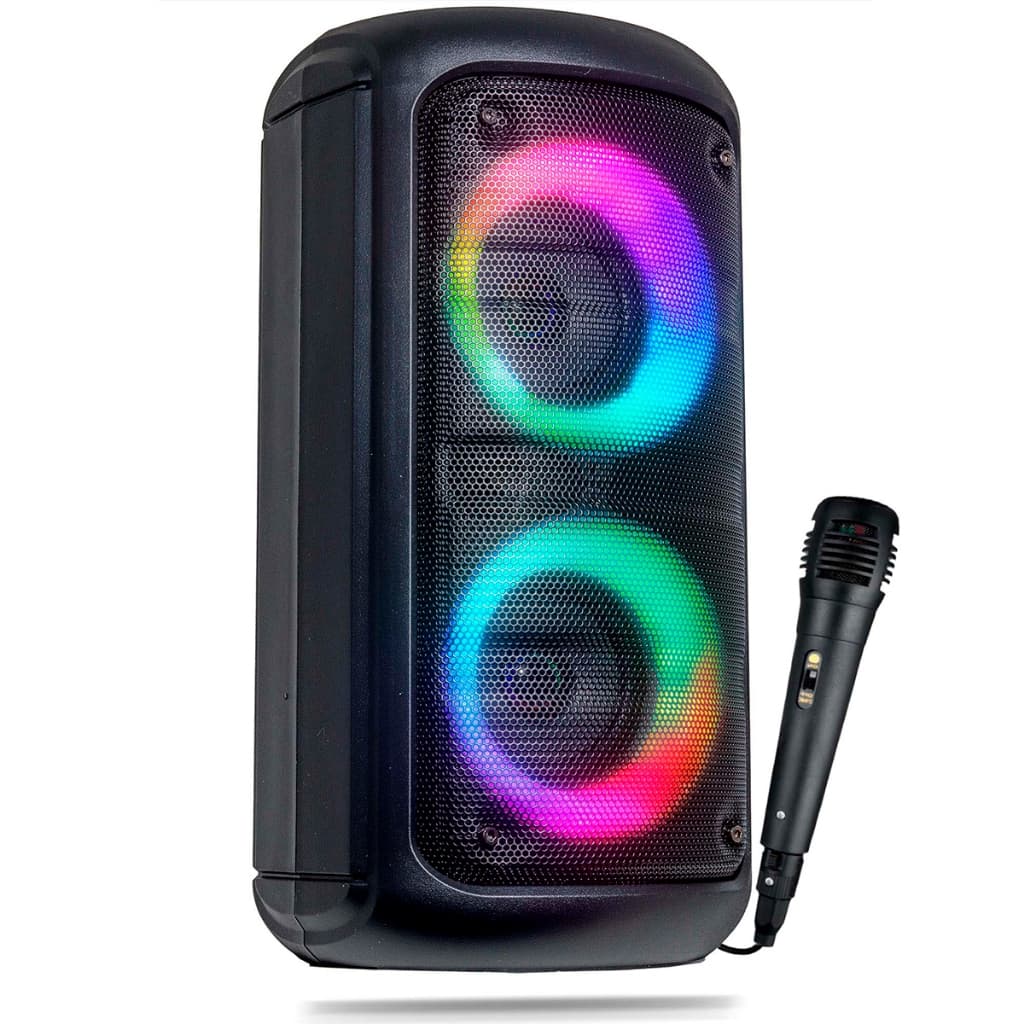 Caixa de Som Bluetooth LED RGB PartyBox Wireless Subwoofer Karaokê Com Microfone