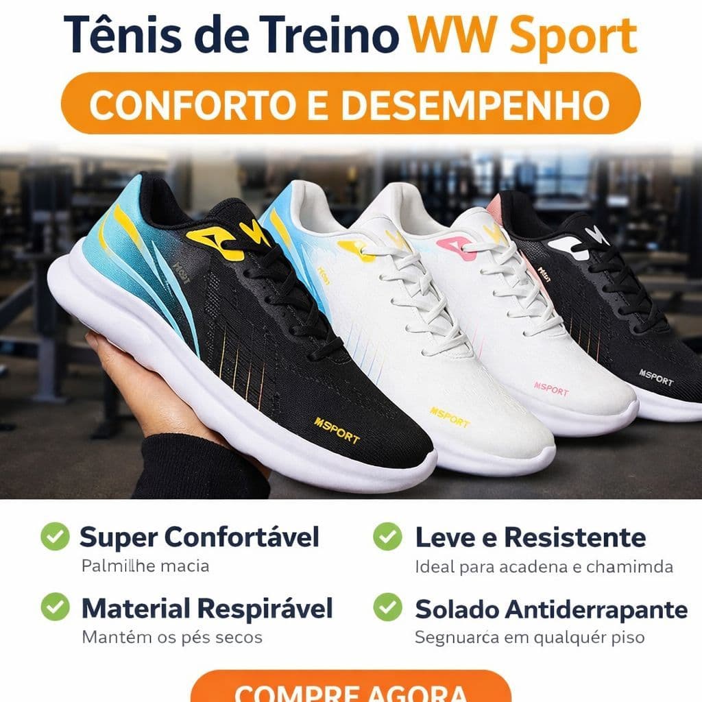 WW Sport Tênis Academia Macio e Confortável 2025
