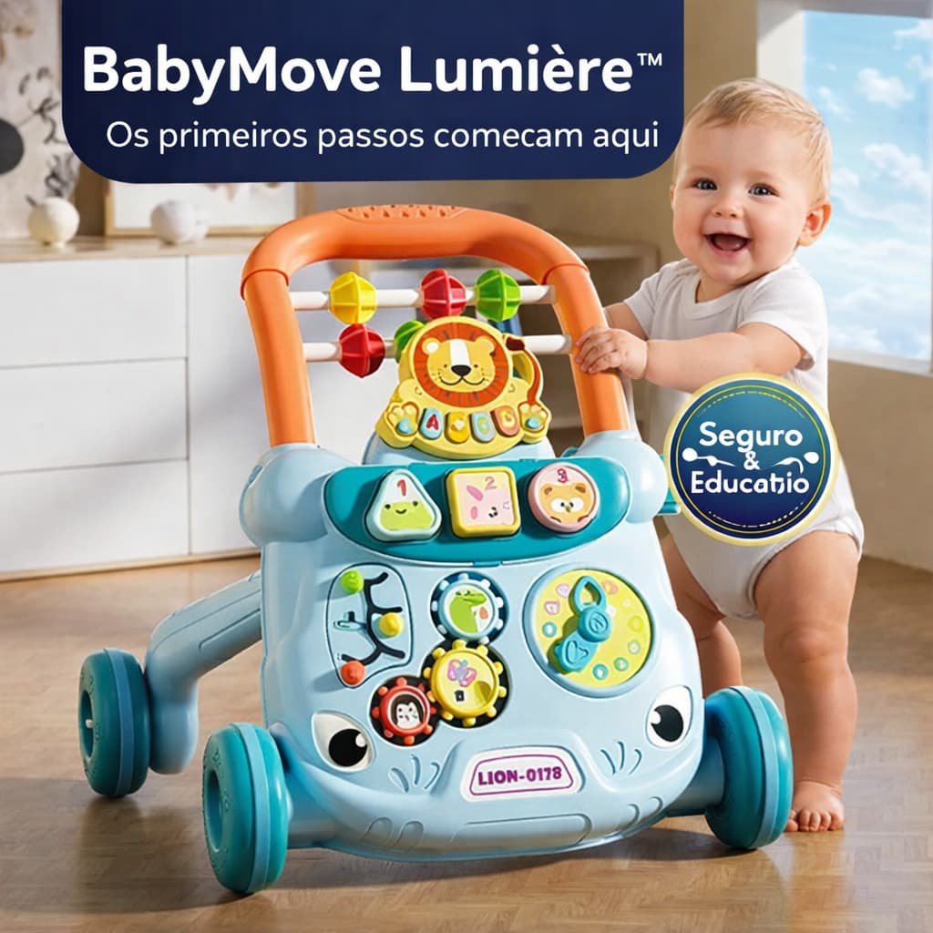 Andador Bebê Educativo Musical Interativo BabyMove Lumière™ 3 em 1 Desenvolvimento Infantil Seguro com Atividades e Som