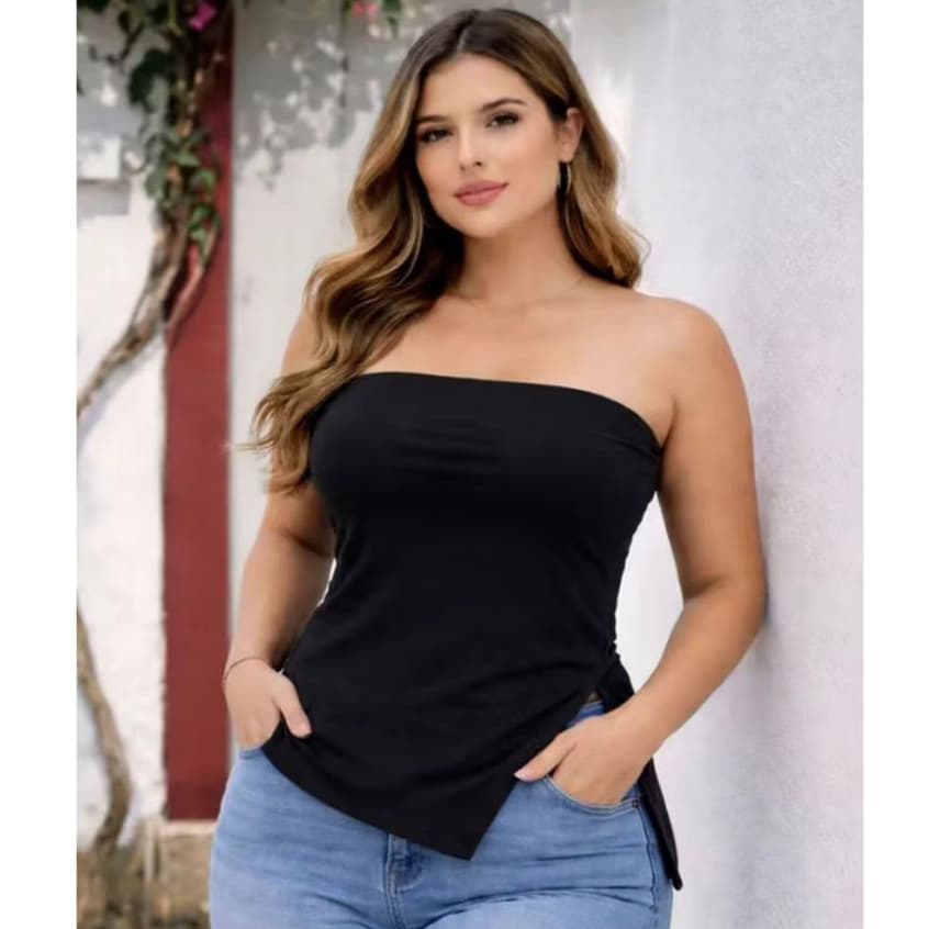 Blusa Bata Assimétrica Preta Feminina  Do P ao G3  Plus size Tendencia, Conforto e Caimento Perfeito