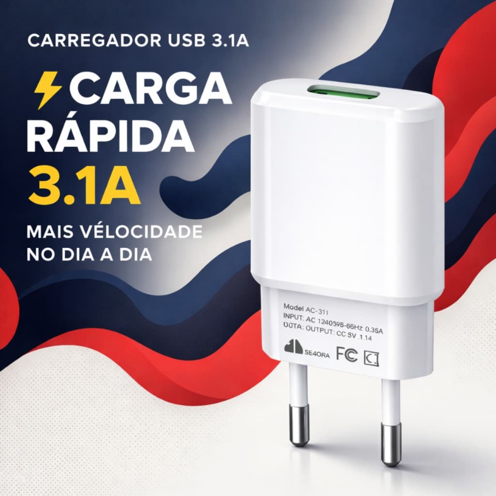Carregador Tomada Plug Adaptador Fonte 5V 3.1A MAX Mini Carregador Universal Original Portátil Usb