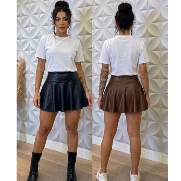 Short Saia Cirre Feminino Suplex Cintura Alta Fitness Academia Dança