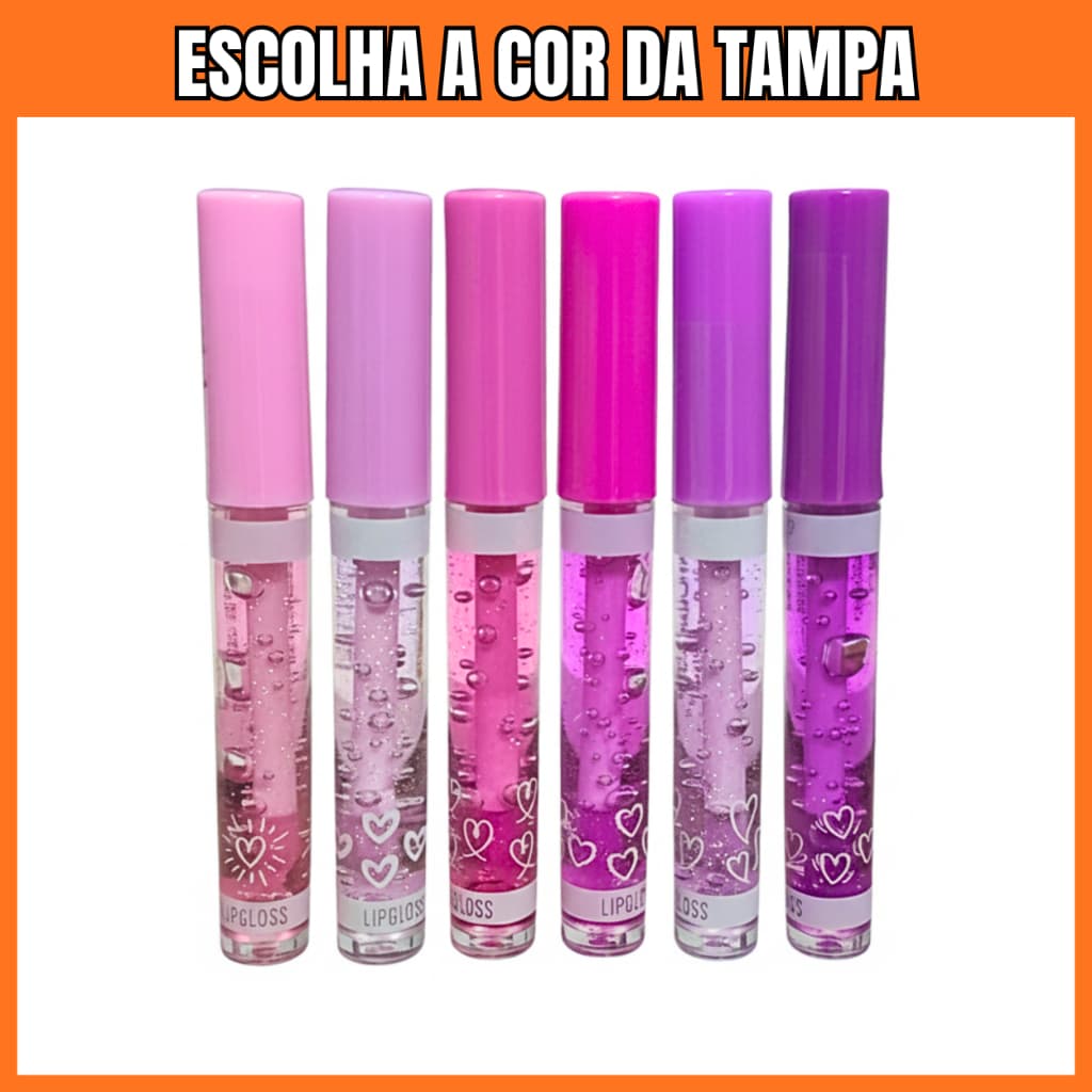 Kit 5,10 ou 20 Gloss Brilho Labial Com Partículas de Glitter Hidratante Lembrancinha Pink 21
