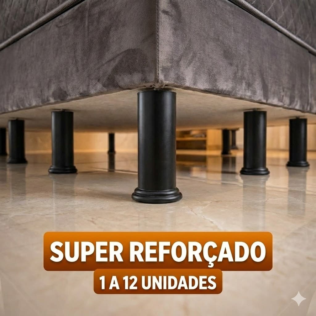 Kit 6 Pés para Cama Box Reforçados 12cm com Parafuso | Não Balança | Alta Resistência