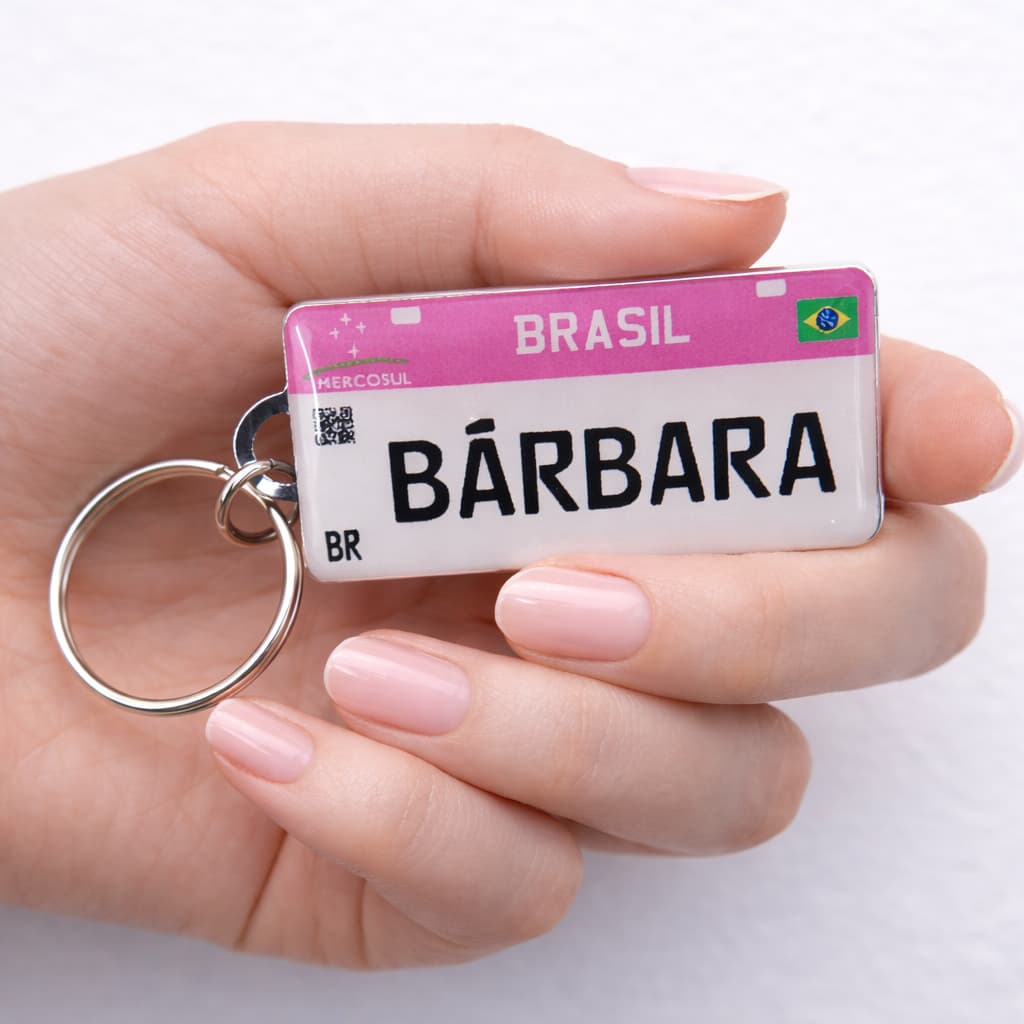Chaveiro placa Mercosul feminino fotos nome frases lembrancinha
