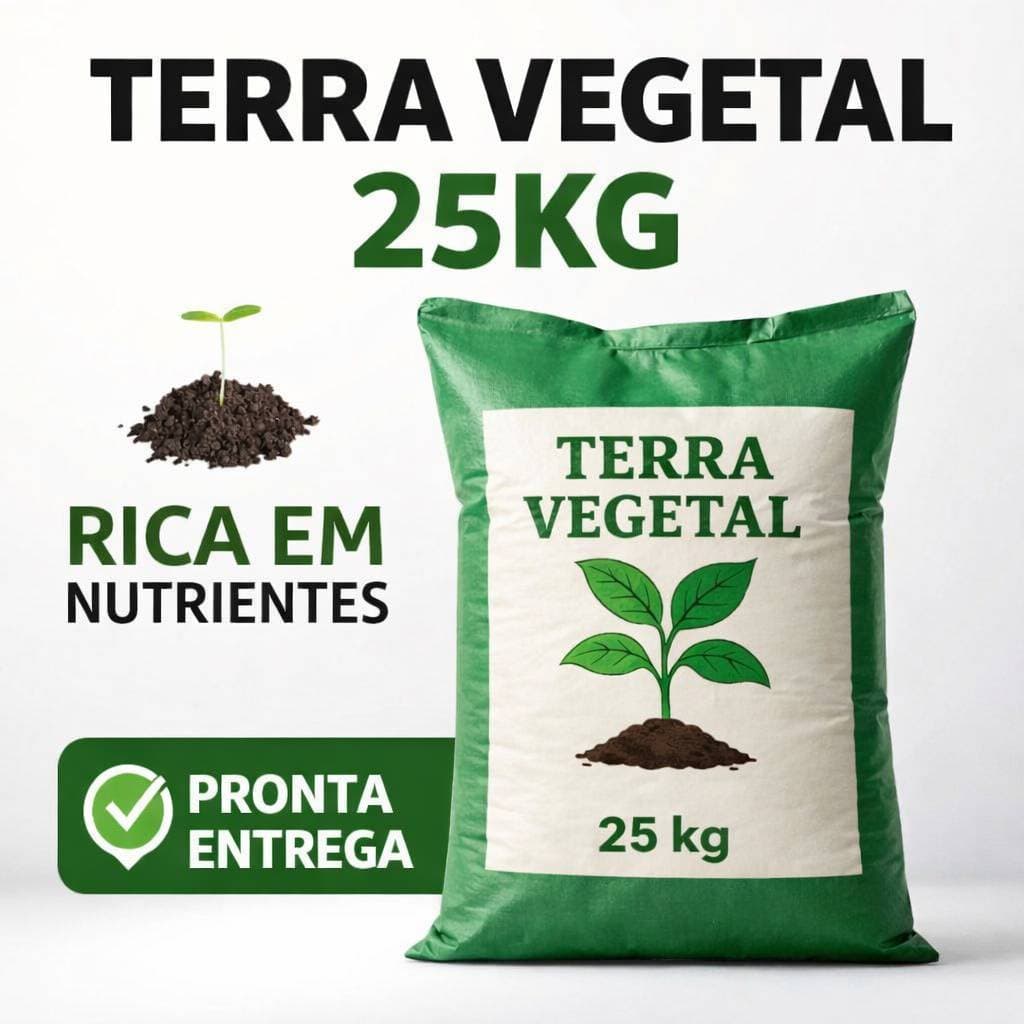 Terra Vegetal 25Kg Substrato Rico Pronta Para Plantio Jardim Cultivo - Plantas Saudáveis