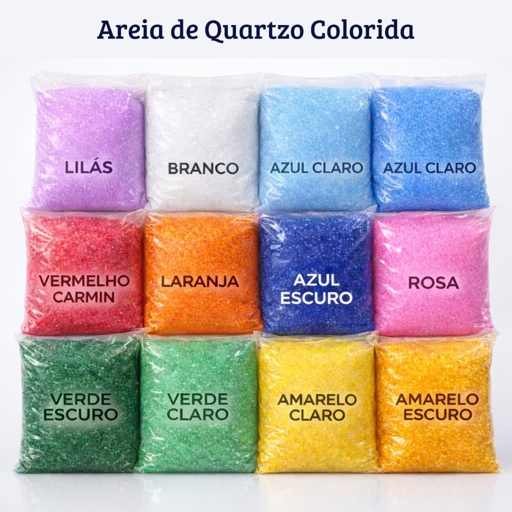 Areia de Quartzo Colorida 950g Escolar Infantil Decoração Festa Artesanato Ornamentação de Arranjos