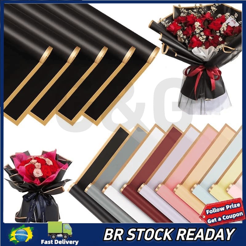 ✅[BR Seller] Kit 20 ou 40 Folhas Papel De Embrulhar Buque Embalagem Presente 58cm