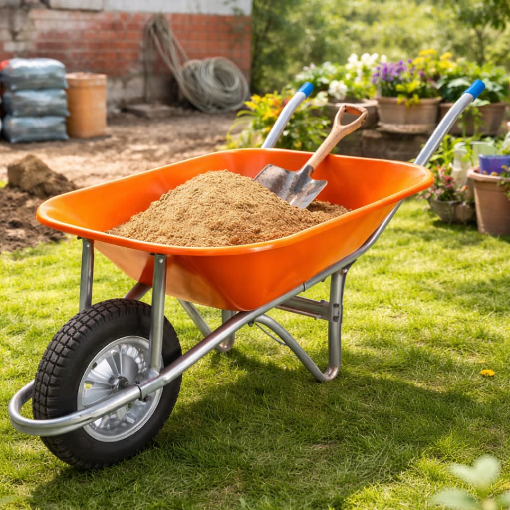 CARRINHO DE MÃO CARRIOLA METAL 60 LITROS PRÁTICO JARDINAGEM E PEQUENAS OBRAS METALOSA