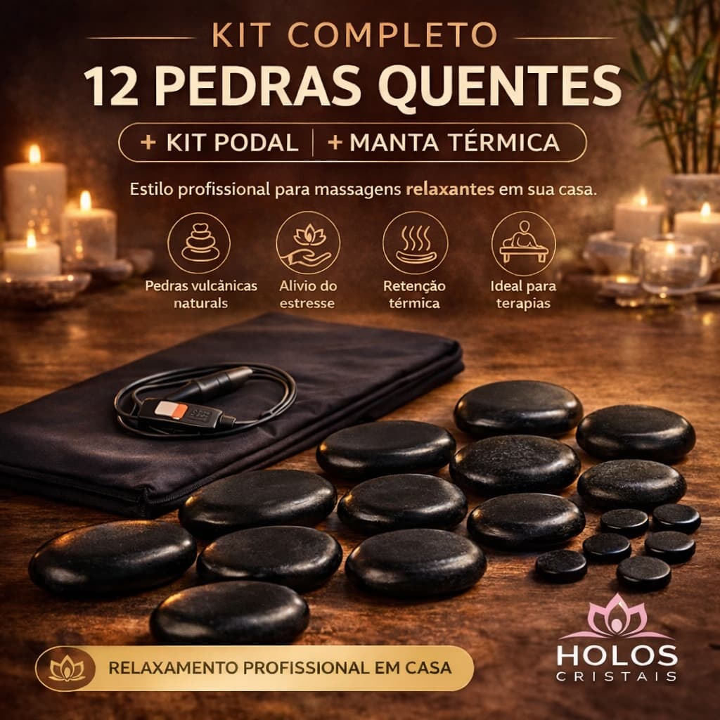 Kit 12 Pedras Vulcânicas + Bolsa Térmica + Kit Podal