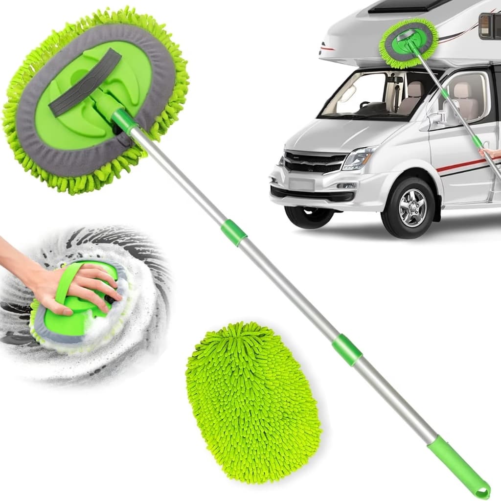 Esfregão Mop Escova limpeza Lavagem de Carro Cabo Telescópico Ajustável Microfibra