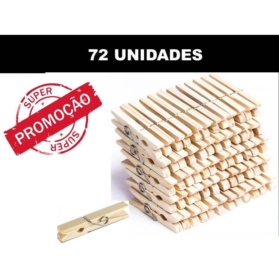 72 Unidades De Prendedores Para Roupas De Madeira Tamanho Tradicional Primavera.