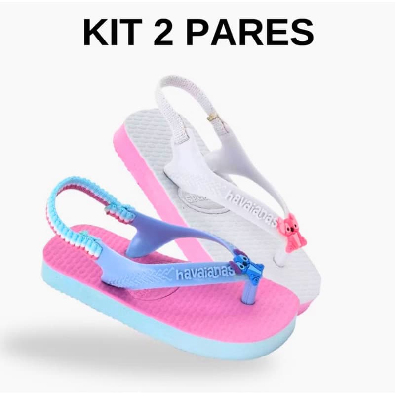 Kit 02 Pares Chinelos Infantil Bebê Elástico Confortável Menina