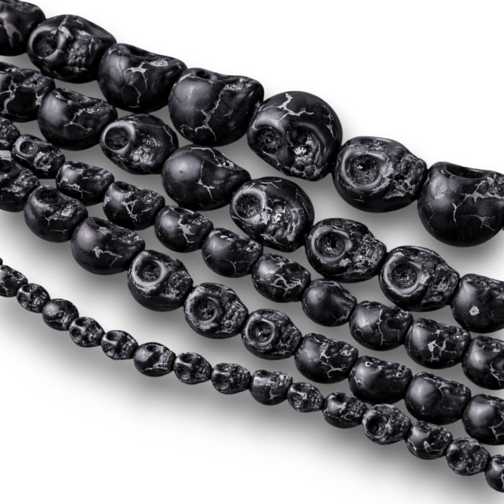 Fio Pedra Legitima Howlita Caveira Preta 8mm P/ Artesanato