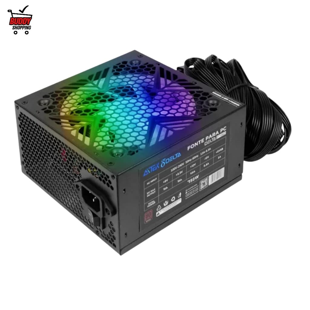 FONTE DE ALIMENTAÇÃO PC BIVOLT | Delta 80 Plus Bronze RGB ATX 550W/650W/750W Gamer
