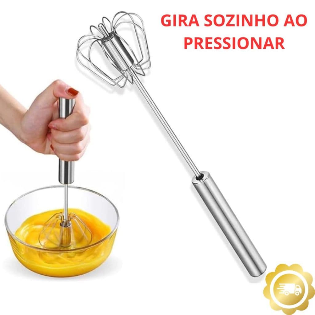 Batedor de Ovos Giratório Inox  Fouet Manual Mixer