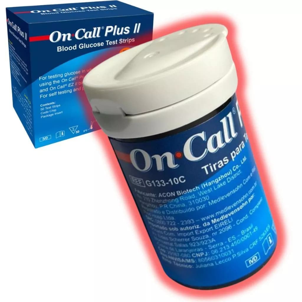 TIRAS DE TESTE DE GLICOSE FITA DE GLICEMIA ON CALL PLUS II  C/ 01 CX 50 TIRAS