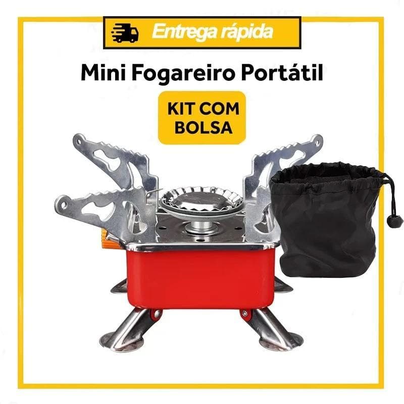 Mini Fogareiro Portátil Gás Dobrável Ign Automática Camping