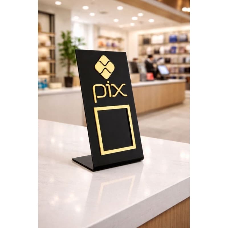 Placa Pix Acrílico Display QR Code para Pagamento – Placa de Mesa Personalizada