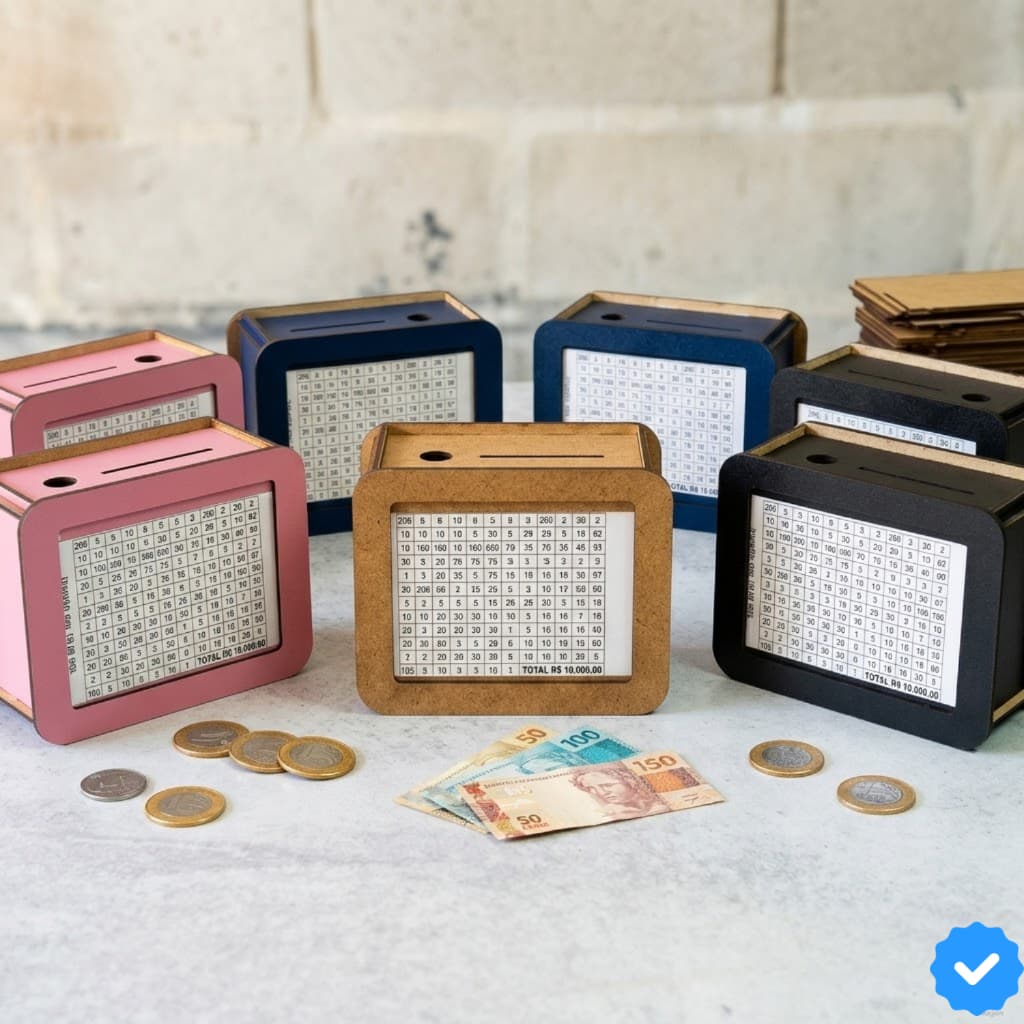 CAIXA DE 10MIL DESAFIO DOS 200 DEPOSITOS EM MDF PINTADO GUARDE 10 MIL REAIS COM ESTE COFRE