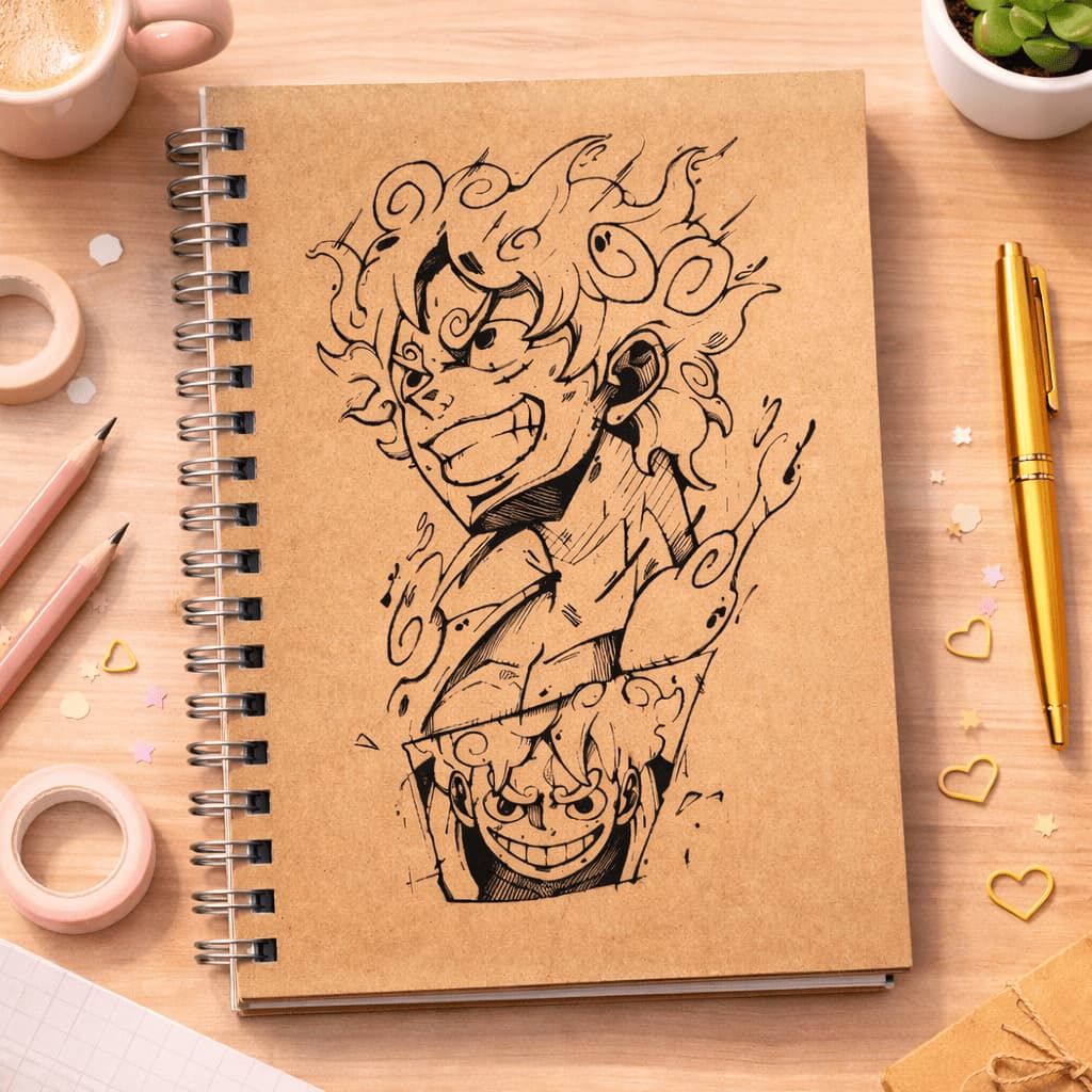 Sketchbook One Piece Caderno de Desenho e Aquarela, Capa Kraft Flexível, A5, 90g 180g 240g