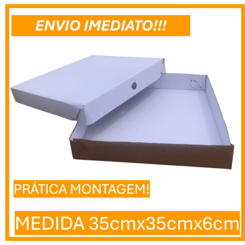 Caixa 35x35x6 - Branca Para 100 Doces e Salgados - Embalagem de Papelão Para Transporte de Alimentos