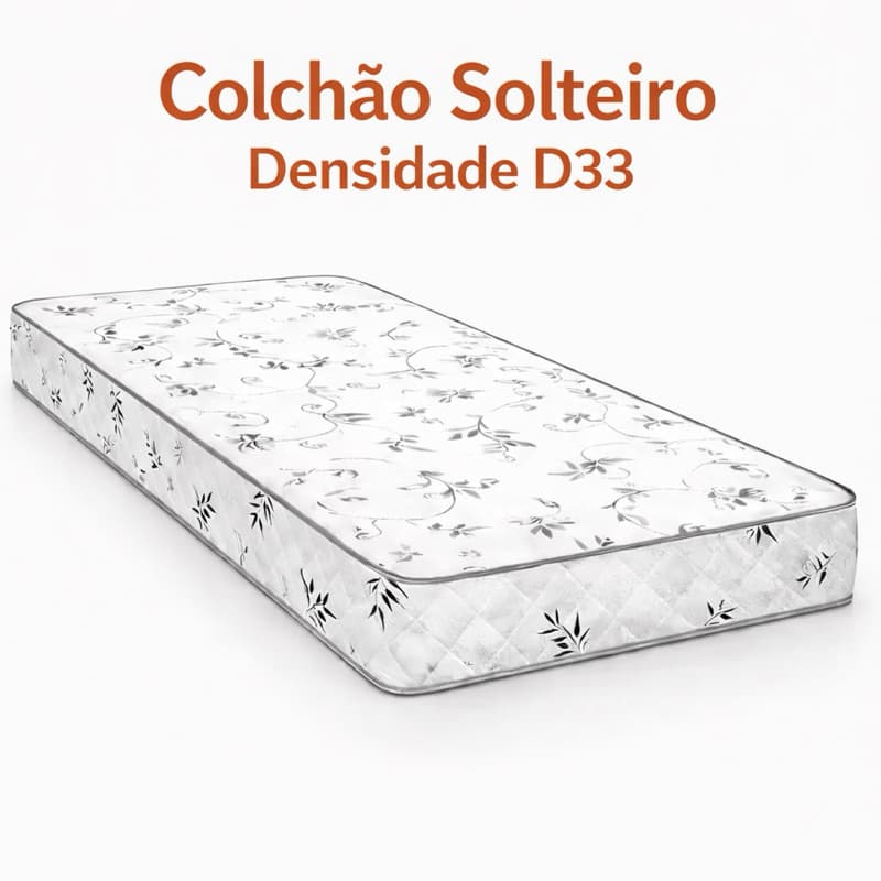 Colchão Solteiro D33 Espuma Com Certificado Inmetro 188x88x12 Qualidade Premium - Envio Imediato