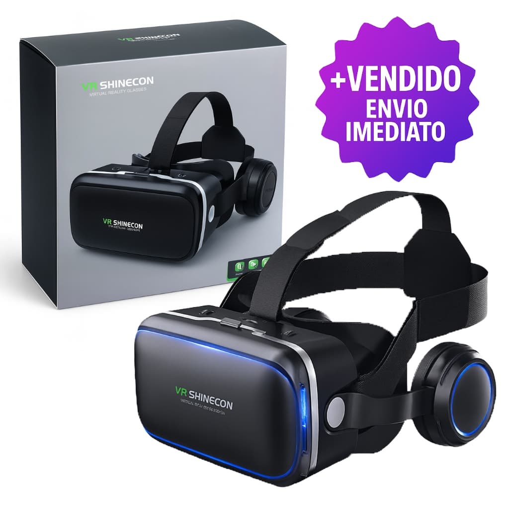 Oculos VR Shinecon Realidade Virtual 3D 360° C/ Fone P/ Smartphones 4.7 a 6.5 Polegadas Imersivo