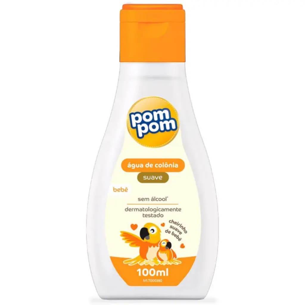 Água de Colônia Pom Pom 100ml - Fragrância Suave, Sem Álcool, Ideal para Bebês