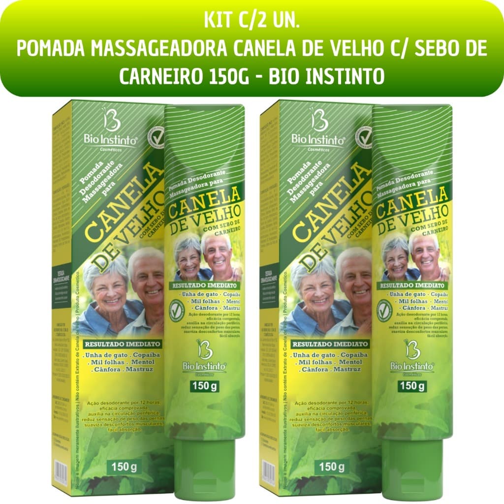 2 Uni. Pomada Massageadora Muscular Canela De Velho P/ Dores Musculares Academia 150g