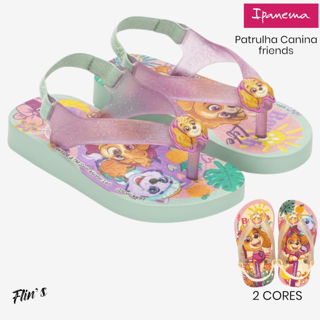Sandália Chinelo Bebê Ipanema Patrulha Canina Friends Elástico Traseiro