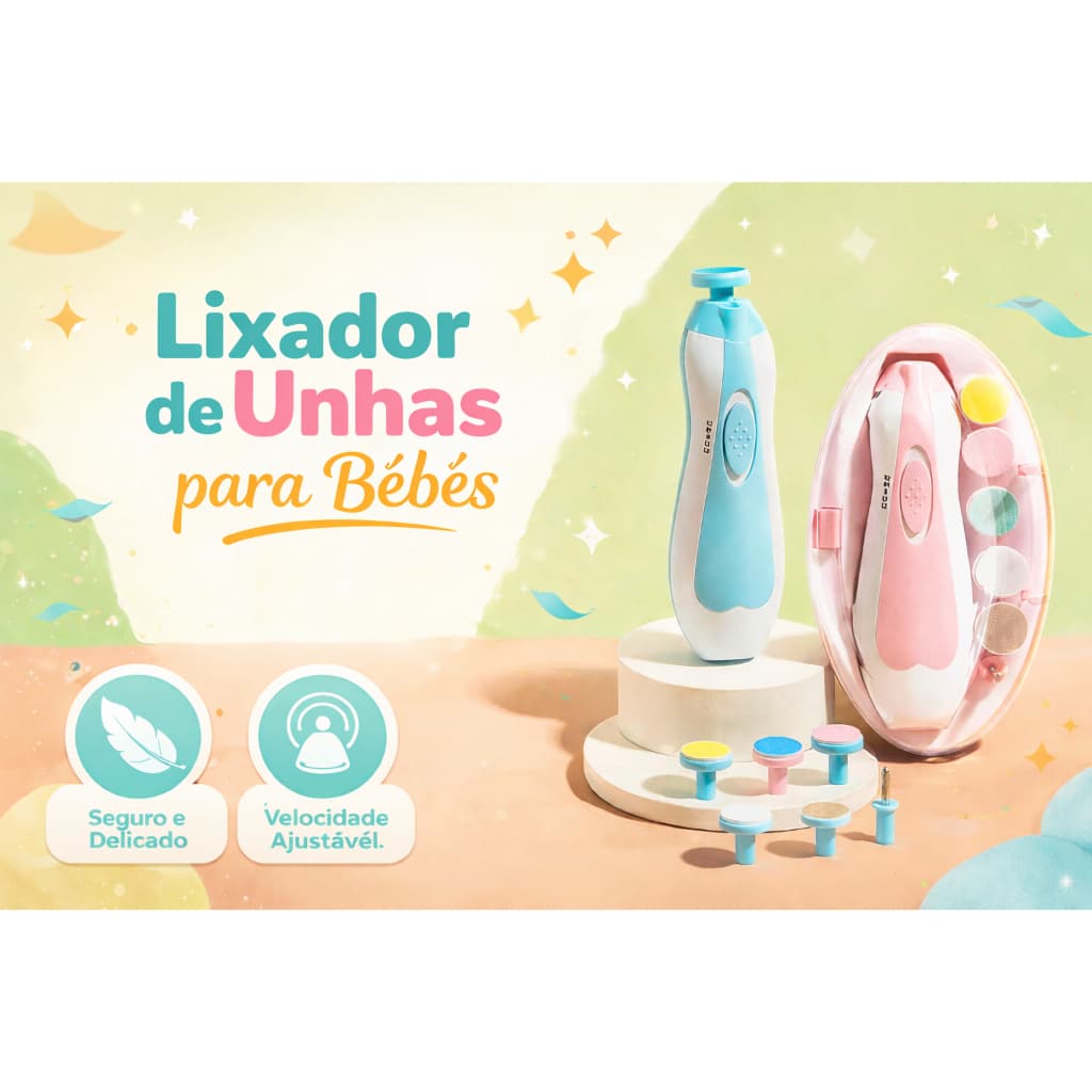 Lixa de Unha Elétrico Aparador Cortador Para Bebê Infantil Com Estojo
