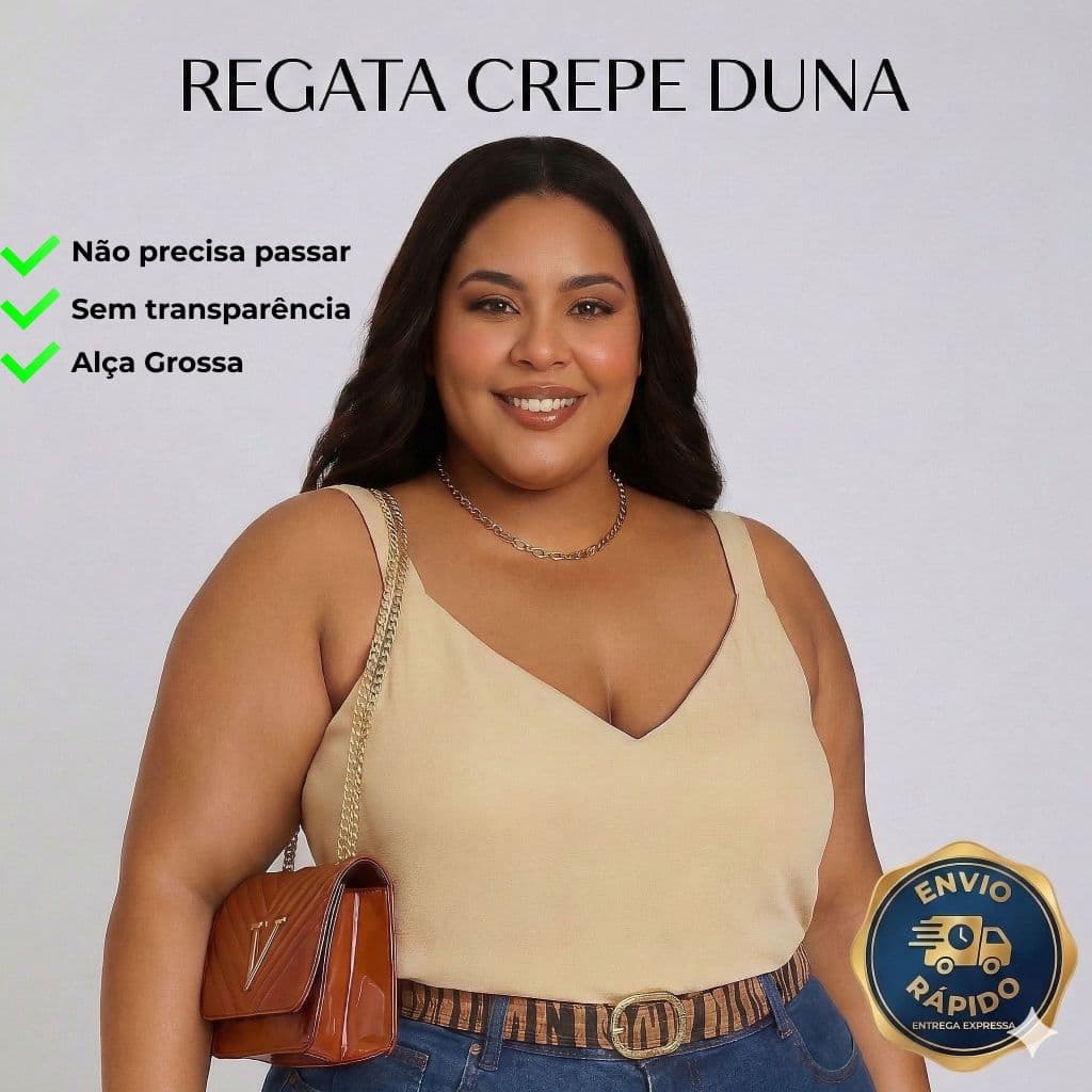 Regata Feminina Plus Size Duna Blusa Alça Grossa Verão Calor G1 ao G4 Regatas Femininas G2 G3