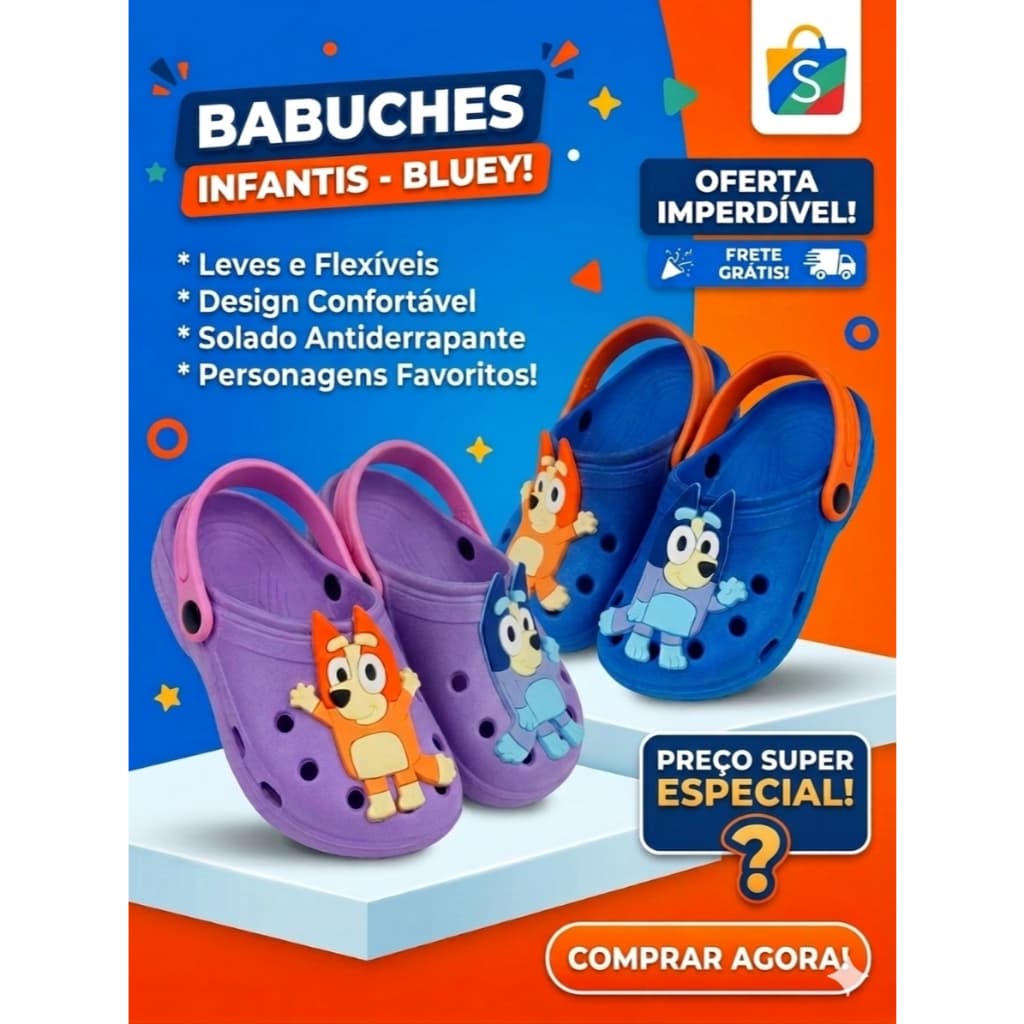 Sandália  Infantil Cachorrinhos Babuch Papete Menina Menino Leve Confortável Antiderrapante