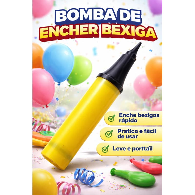 Bomba Inflador Manual para Balões Bexiga Bombinha de Ar Resistente