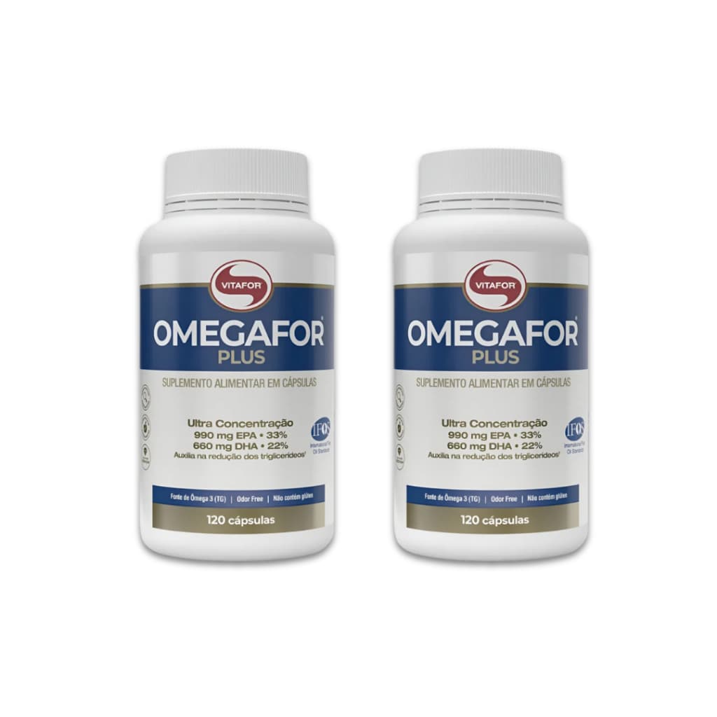2x Omegafor Plus Vitafor 120 Cápsulas 1g | Ômega 3 Alta Concentração | 990 EPA 660 DHA | Original