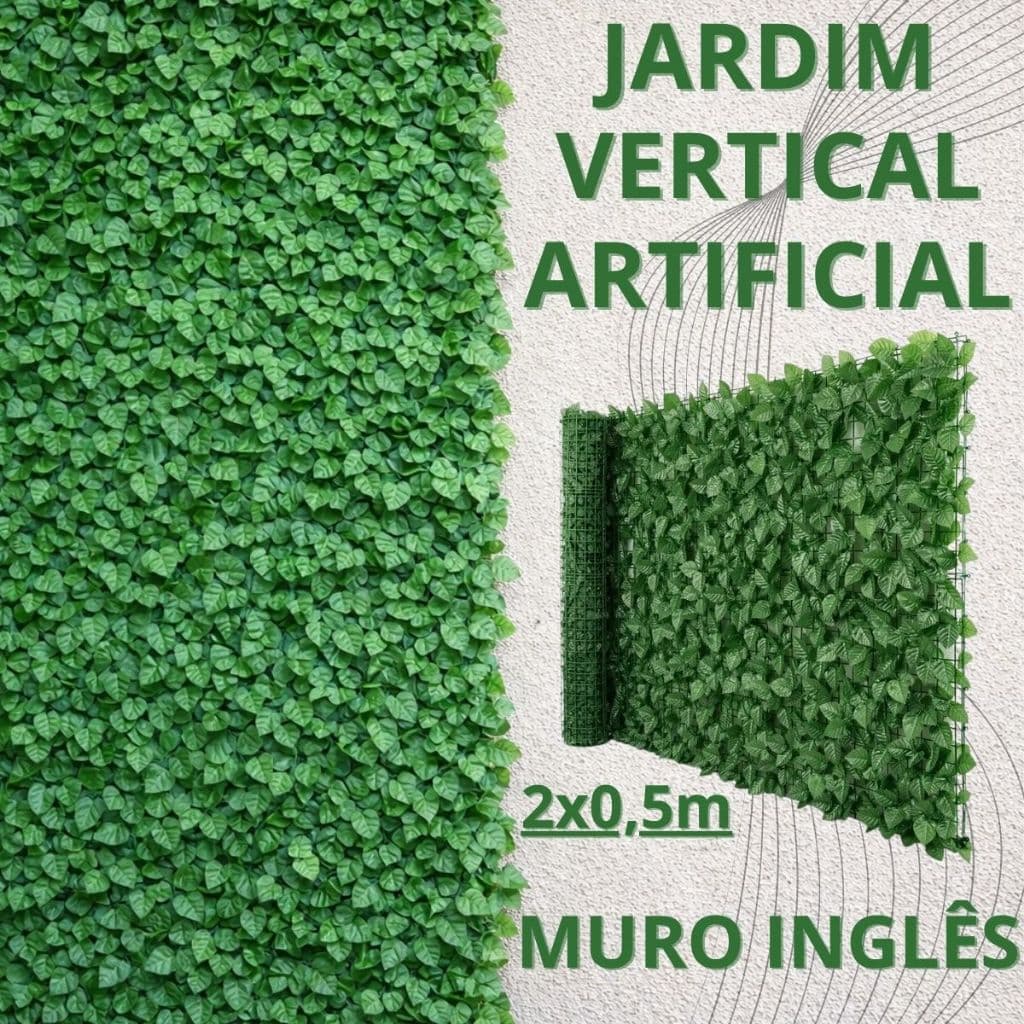Muro Inglês 2x50cm Jardim Vertical Artificial Folhas de Ficus Decoração Interna e Externa