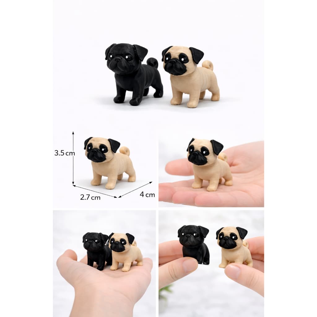 Pug Cachorro Miniatura - Seu Pet em Miniatura - Decoração e Chaveiro