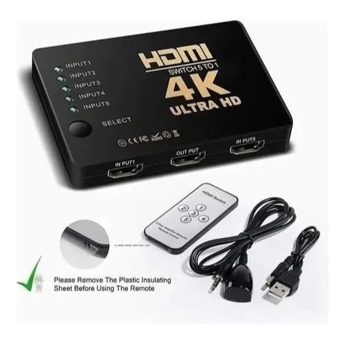 Hub Switch HDMI 5 Entradas 1 Saída 4K – Compartilhe Até 5 Dispositivos em Uma Tela