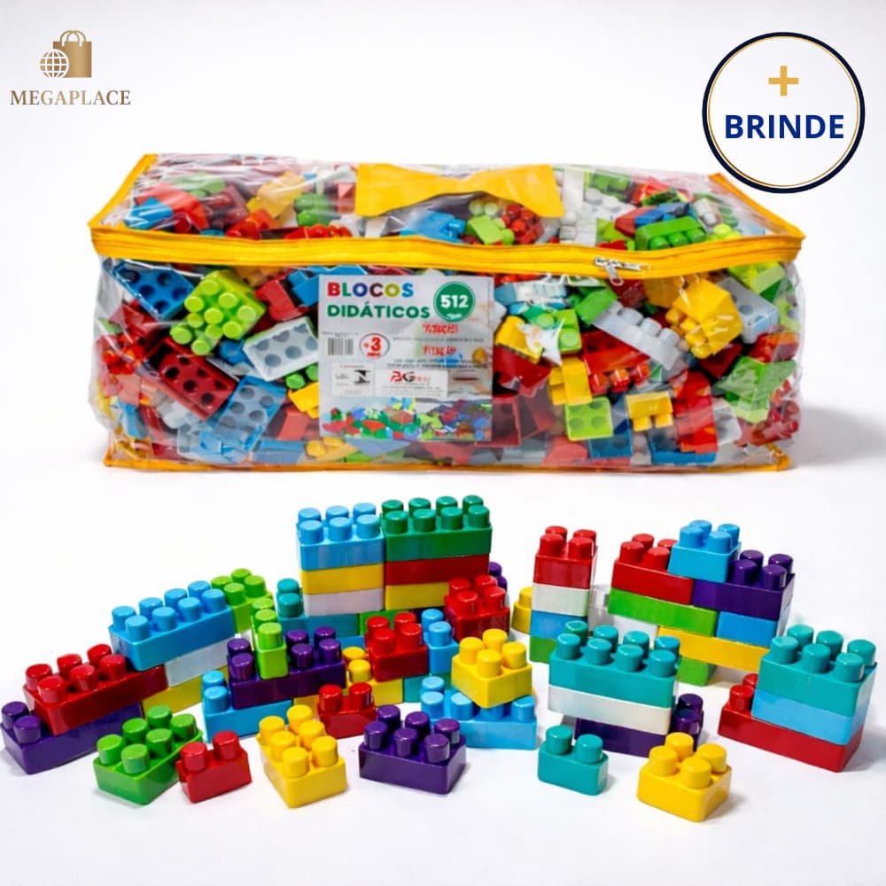 Blocos de Montar Didáticos 512 peças Coloridas - Aprendizado Divertido para Crianças