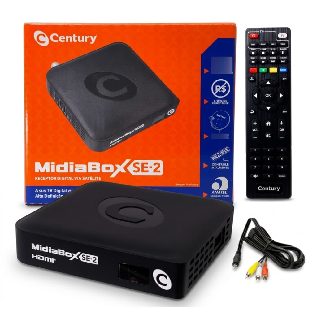 Receptor Digital Century Midiabox SE-2 Nova Parabólica Banda Ku Full HD Sat HD Regional Bivolt