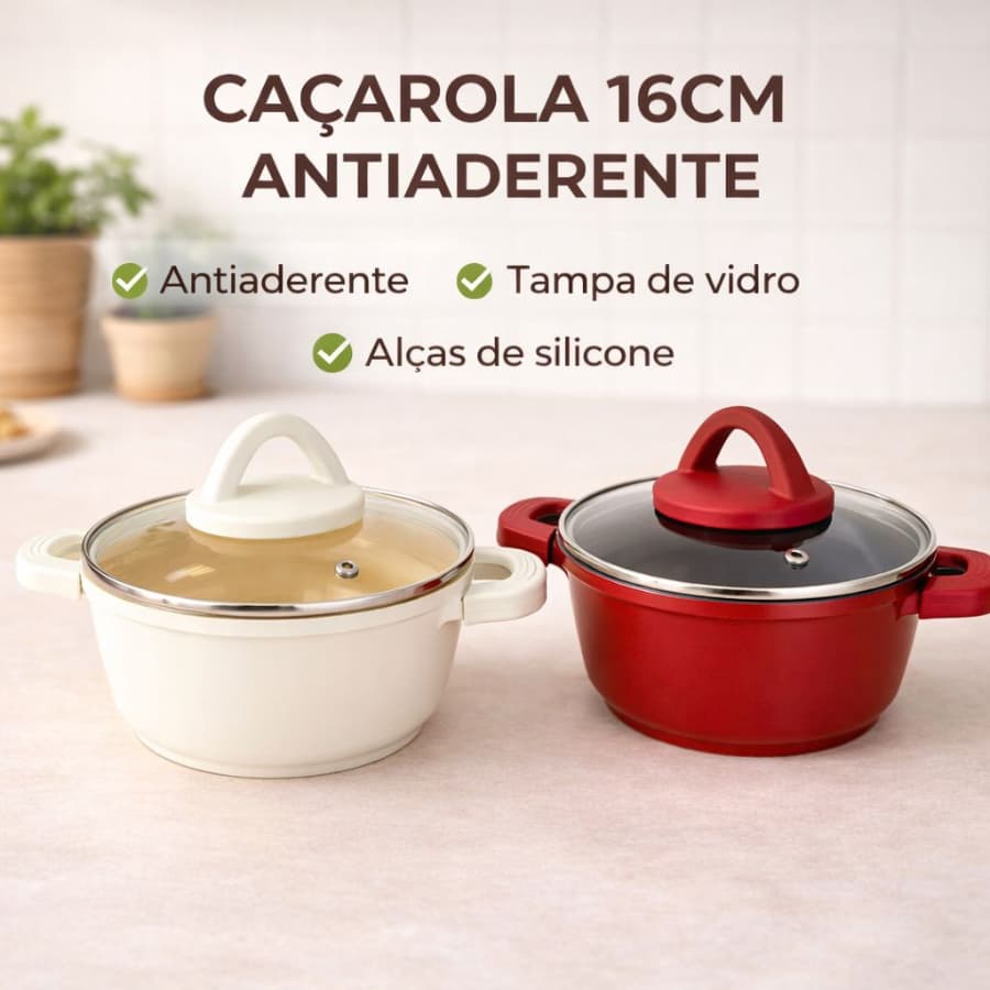 Caçarola Panela Antiaderente Ceramica 16cm Nao Gruda